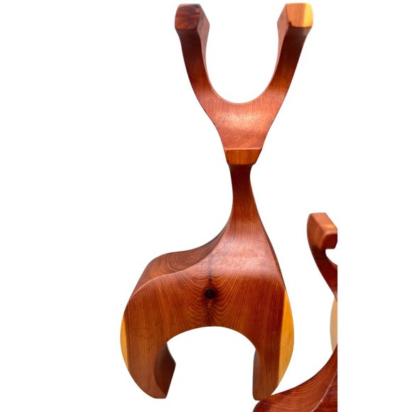 Handmade Wooden Reindeer Family Figurine Set Buck Doe Fawn Deer MCM Scandi Style - Picture 4 of 12